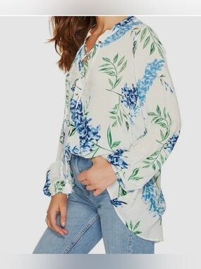 Show Me Your Mumu floral lace up tassle top, small